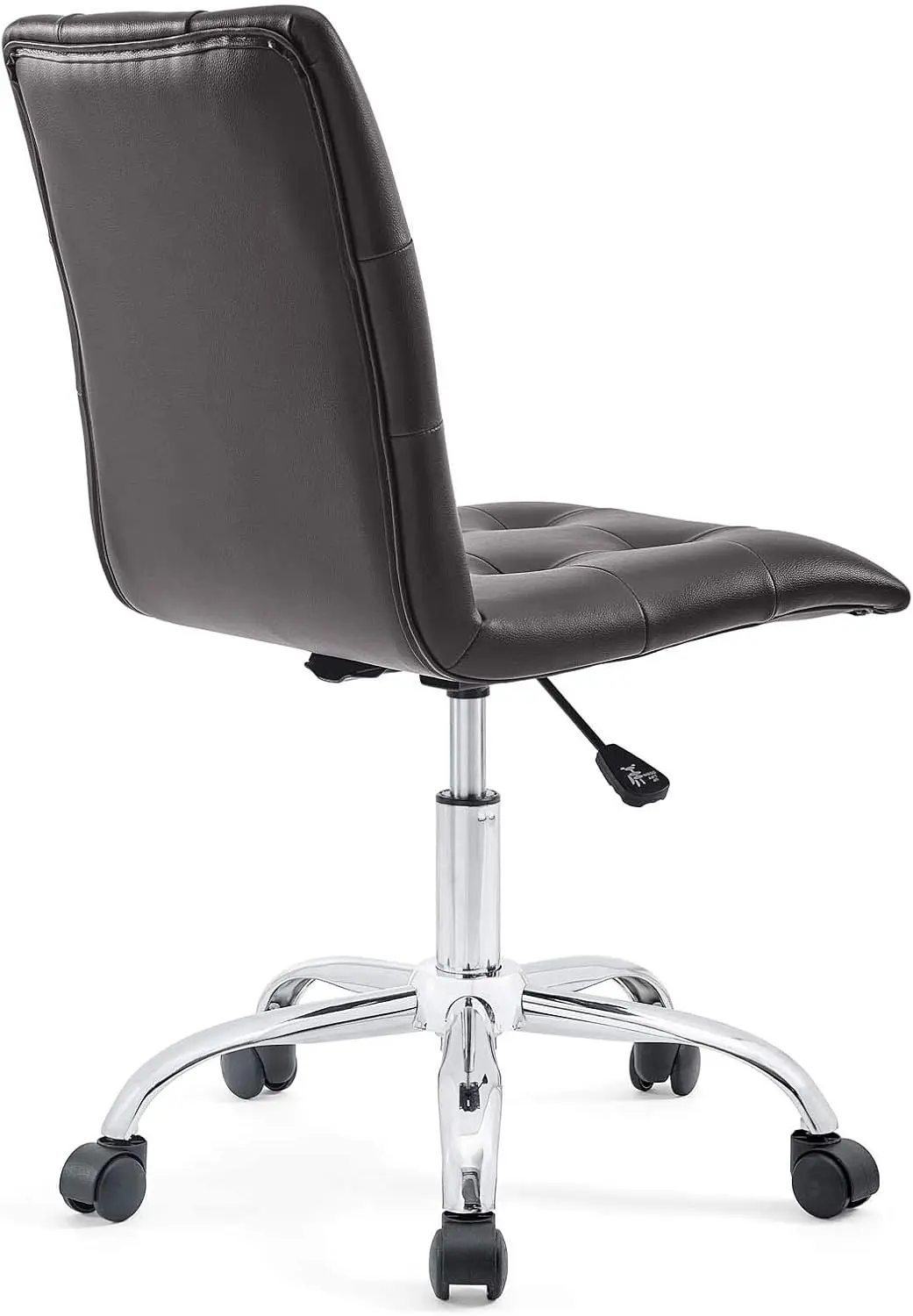 Prim Ribbed Armless Mid Back Swivel Conference Office Chair In Brown