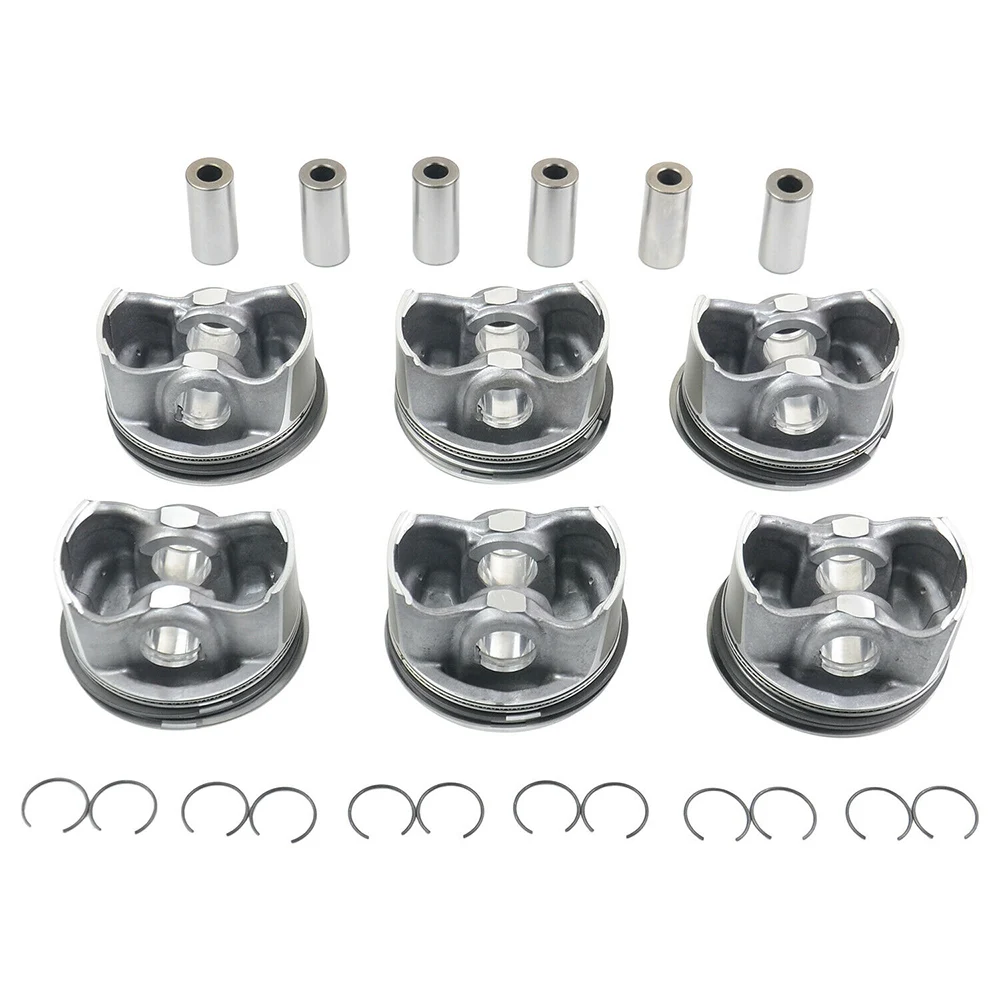 6pcs Pistons & Rings Set A2720304017 A2720301018 2720300117 2720303717 for Mercedes-Benz E-CLASS W212 W211 M272 E25 E30 Engine