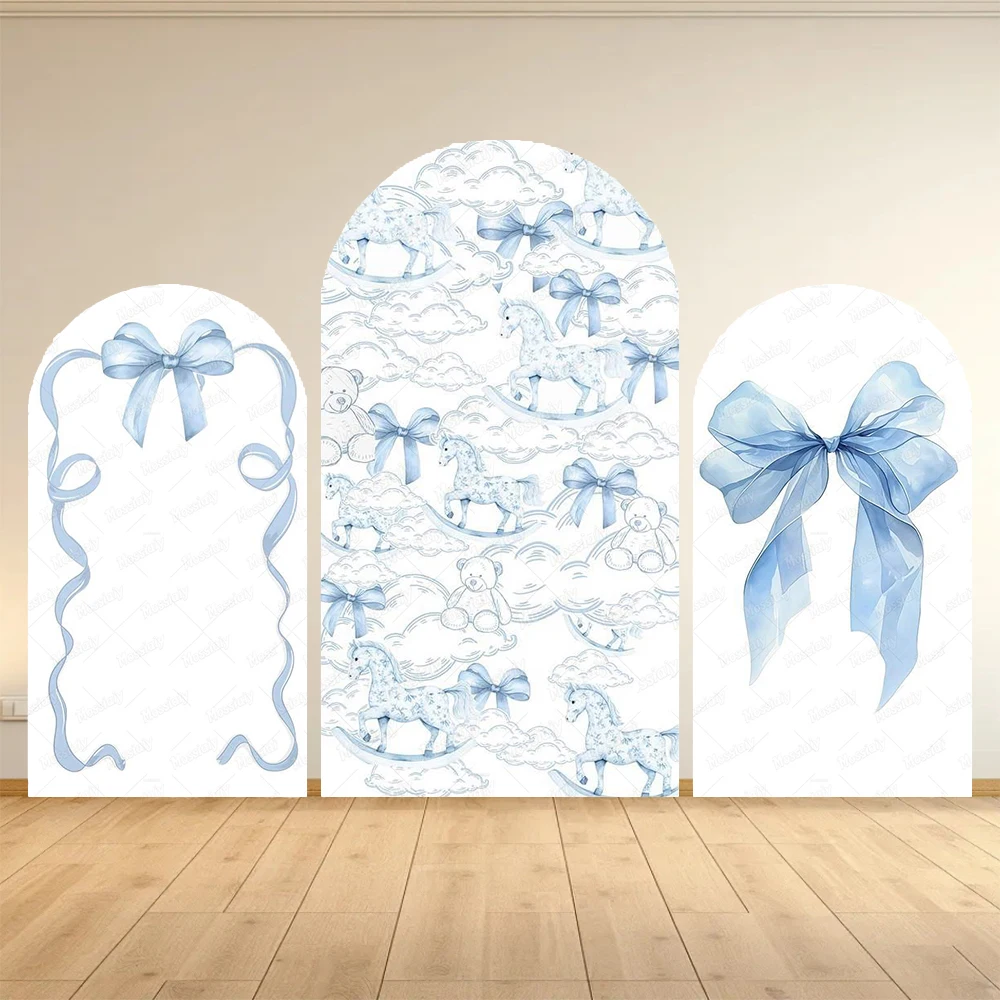 Blue Floral Bow Arch Backdrop  - Photography Lighting Backdrop recension och pris