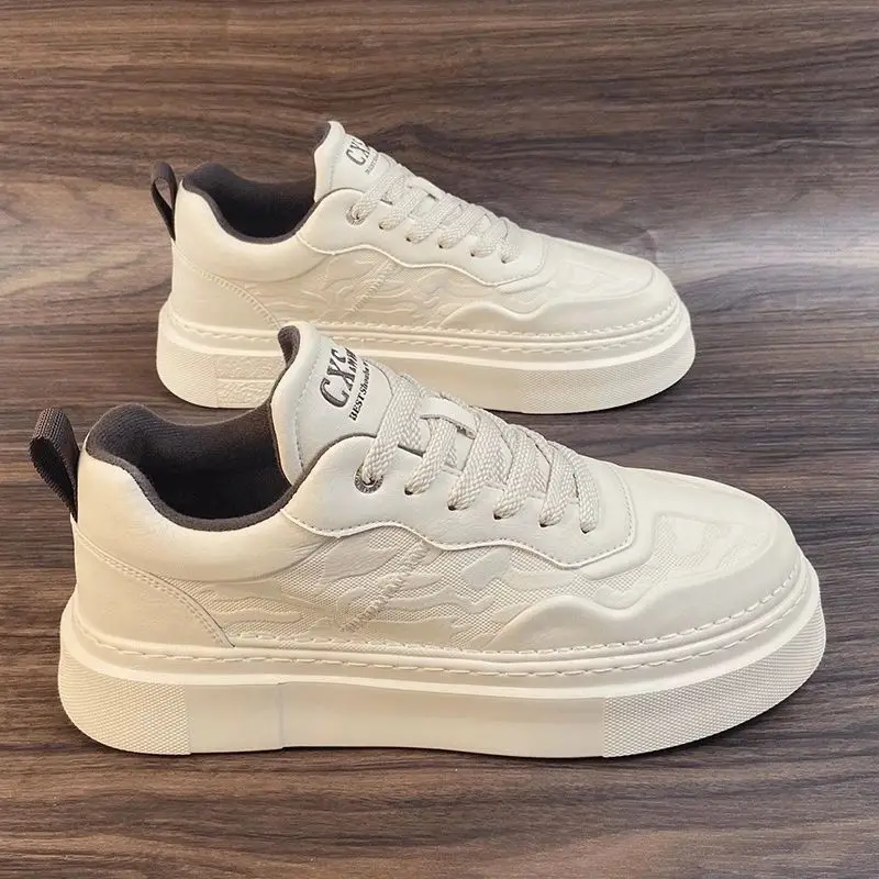 Spring Men 10cm Hidden Elevator White Sneakers Chunky Sole Versatile Casual Sports Board Shoes Fashion Height Increase