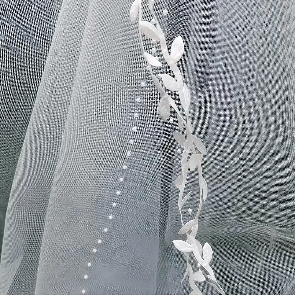 Voile de mariage deux couches voiles de mariée accessoires élégant décoratif rotin avec rangée coiffure florale voile épaule voiles de mariée