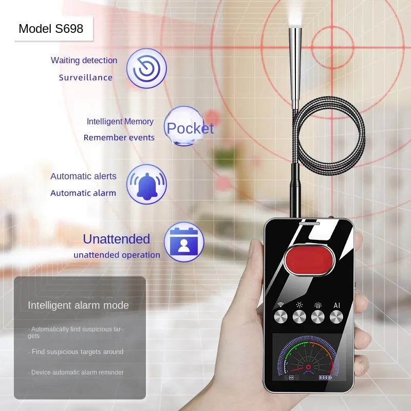Professional Cameras Detector Anti-Spy AI Mode Mini Bug Finder Listening Device Car GPS Tracker Detector Wireless Signal Scanner