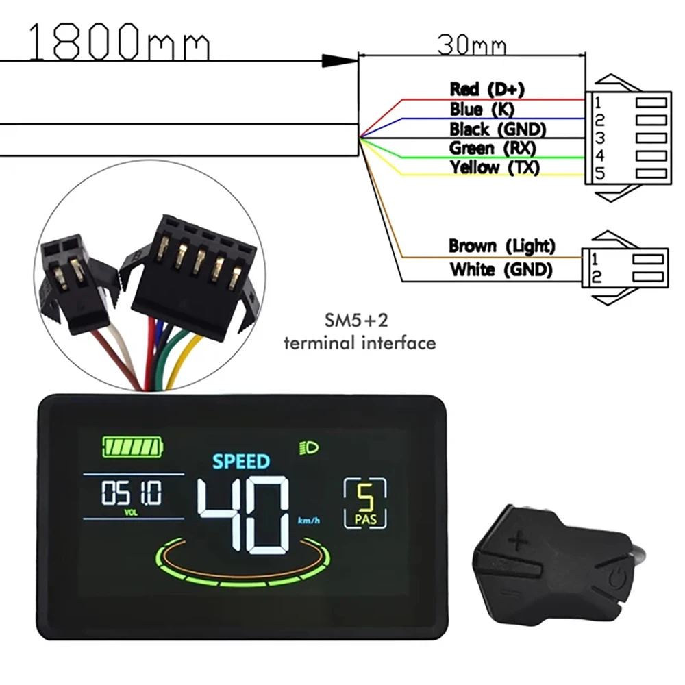 24-48V 36-60V H6C Electric Bike LCD Display Meter  LCD Panel Color Screen  With USB  With DC Brushless Controller For E Scooter