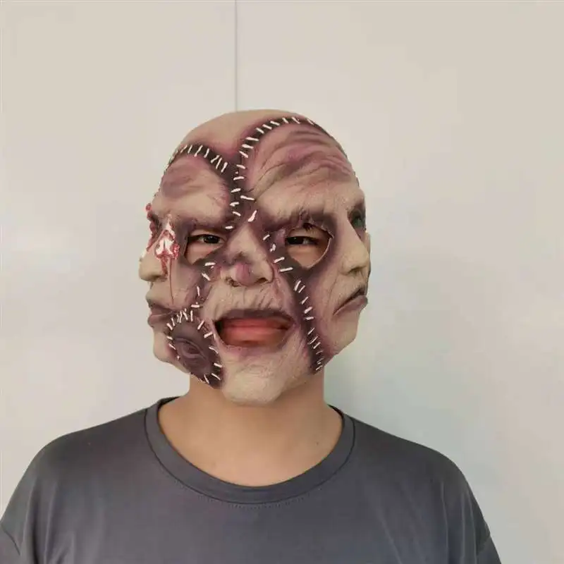 Le Cool Halloween Party Horror Three-Face Latex Mask Soft Realistic Headgear