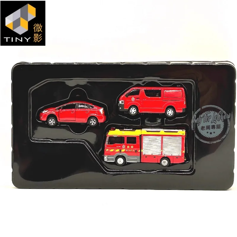 1:64 Hong Kong motor de bomberos Toyota Sea Lion Prius modelo de coche de aleación, colección infantil de juguetes decorativos, regalos para niños.