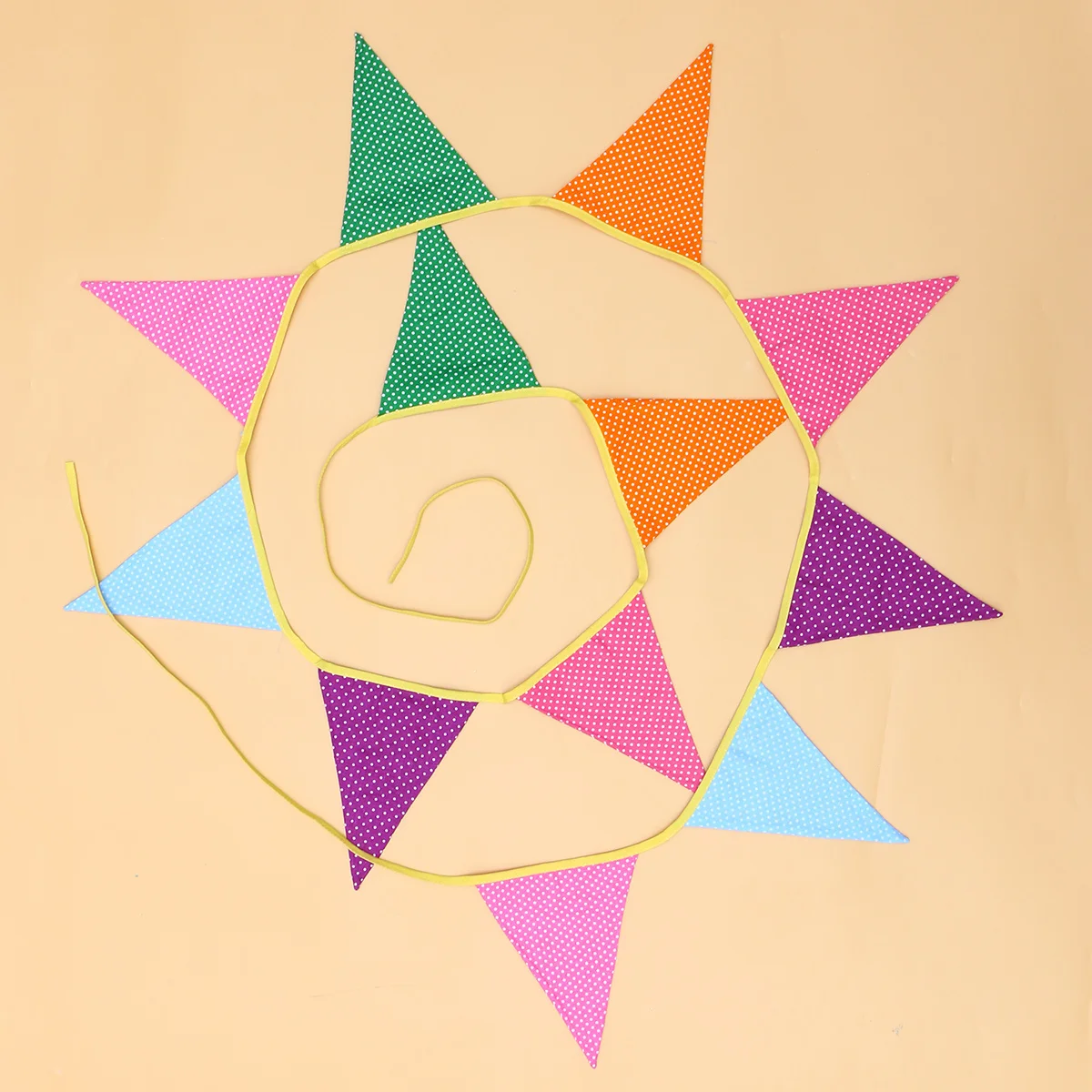 

3.3m Colorful Cotton Fabric Pennant Flags Banner Garland 12 Triangle Flags for Wedding Birthday Shower Prom Anniversary