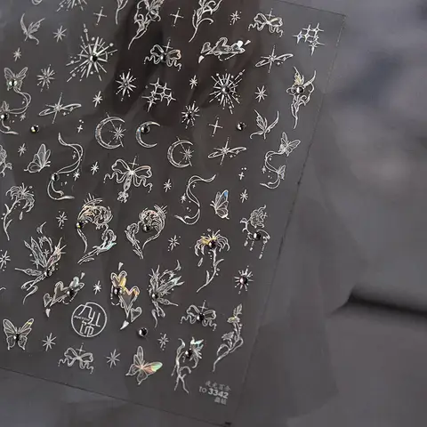 st 5D Diamant Fjärils Nagelkonst Klistermärken Holografiska Fjärils Nageldekorationer Dekaler DIY Självhäftande Slider Tillbehör 8 best sales holografiska nagelklistermärken - №2