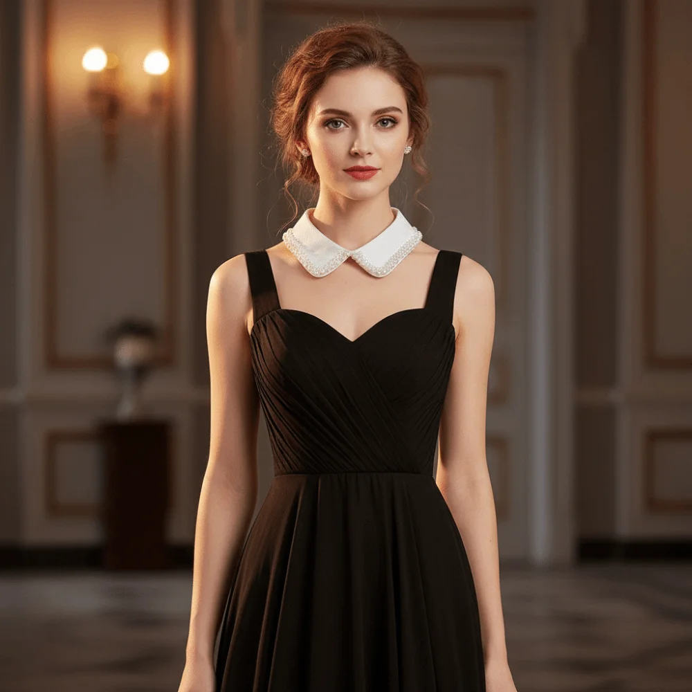 

Модный искусственный воротник с жемчужной каймой, съемный элегантный воротник на шею, высококачественный минималистичный аксессуар для воротника рубашки для женщин