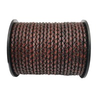 Aaazee 3mm Braid Cord for Jewelry Making Antique Red Brown Braided Real Leather Bolo Strap 1 Yard  3mm Round