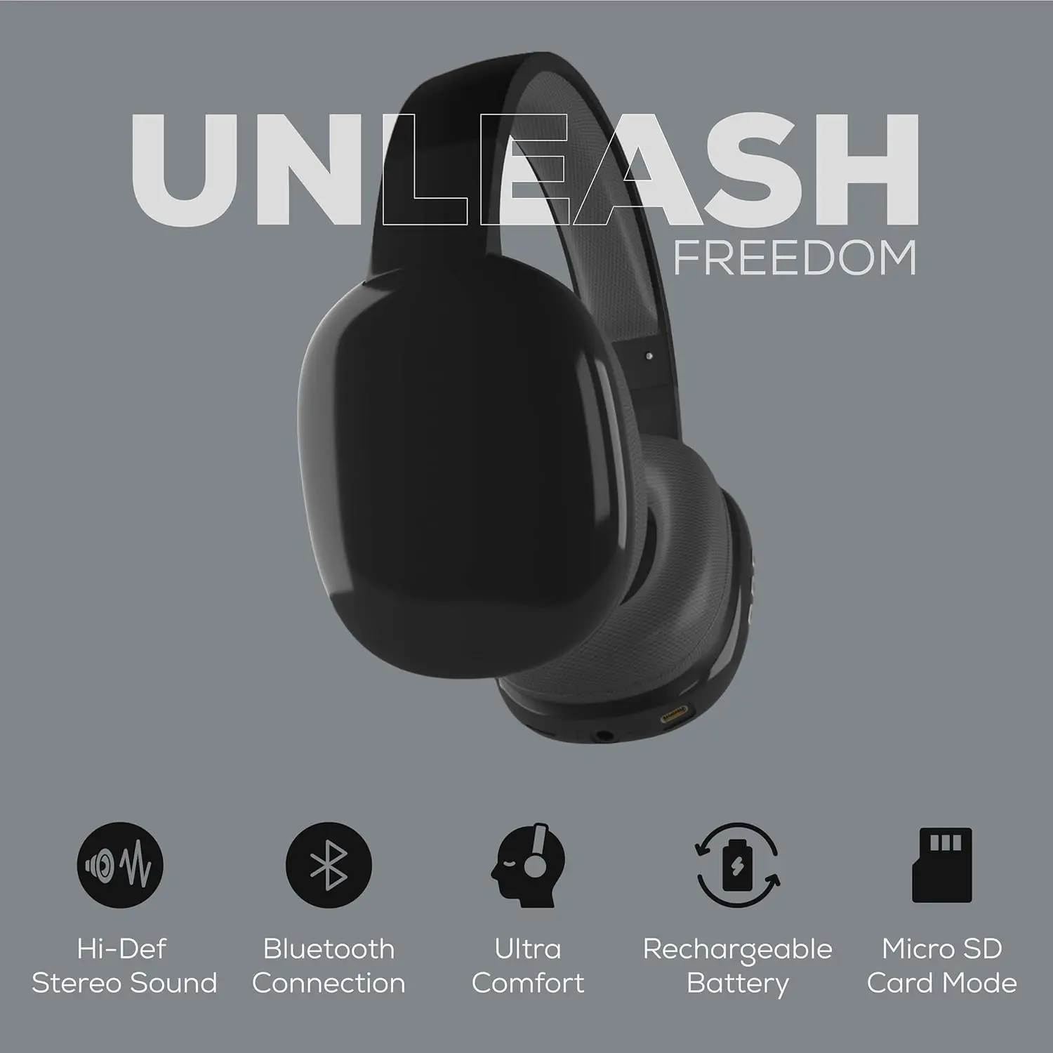 Cuffie Bluetooth wireless sopra l'orecchio Gabba Goods con microfono - Cuffie wireless - Riduzione del rumore - Bluetooth, cablate, costruite