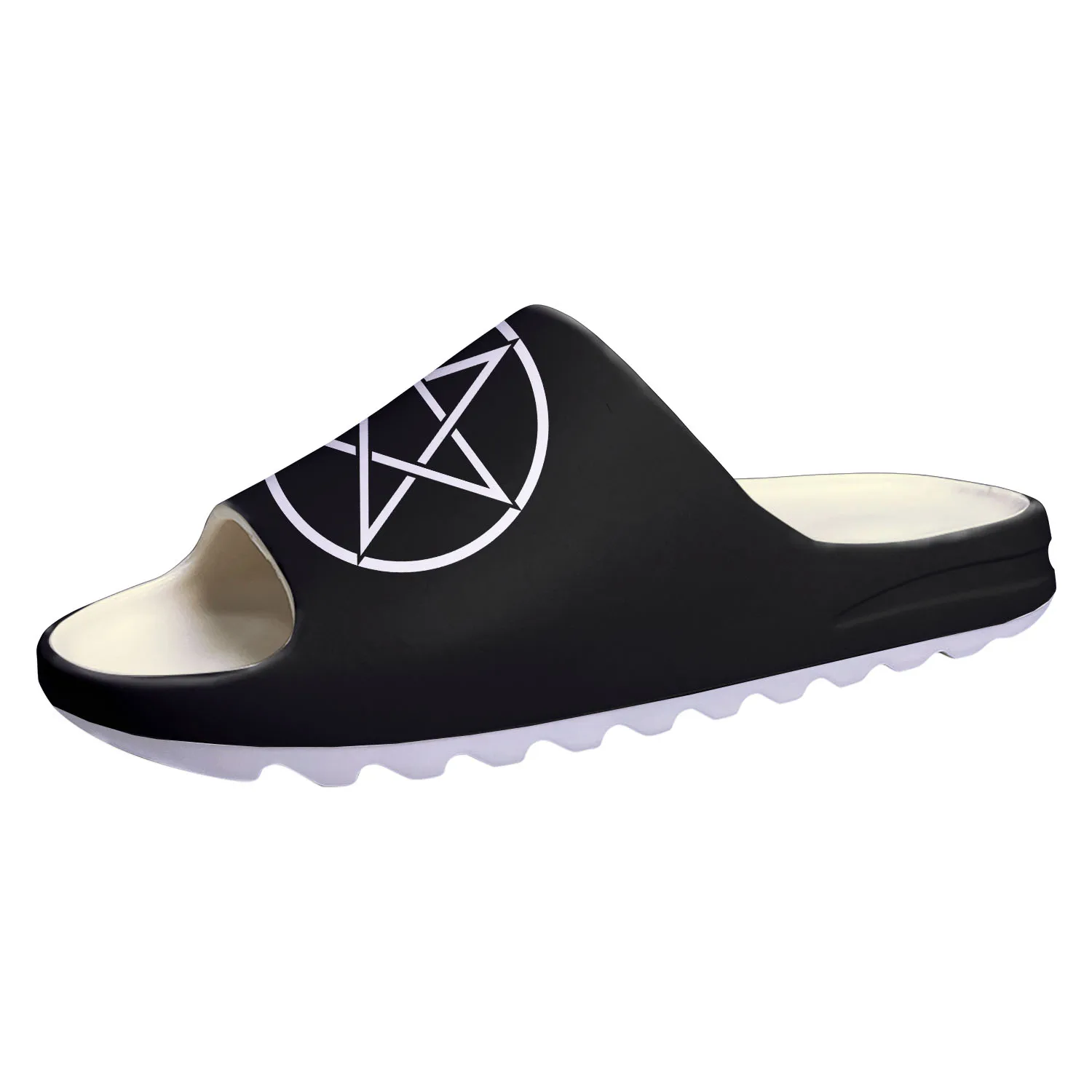 Pentagram Baphomet Satan Satanic Goth Gothic Goat Soft Sole Sllipers Custom Step On Water Shoes Mens Womens Teenager Sandals