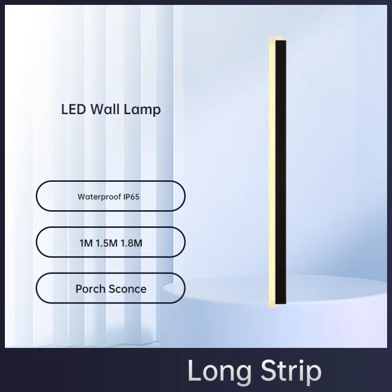 

Теплый белый светодиодный настенный светильник IP65, алюминиевый уличный водонепроницаемый светильник для сада, крыльца, бра 110 В/220 В/24 В, длинная полоса для садового освещения