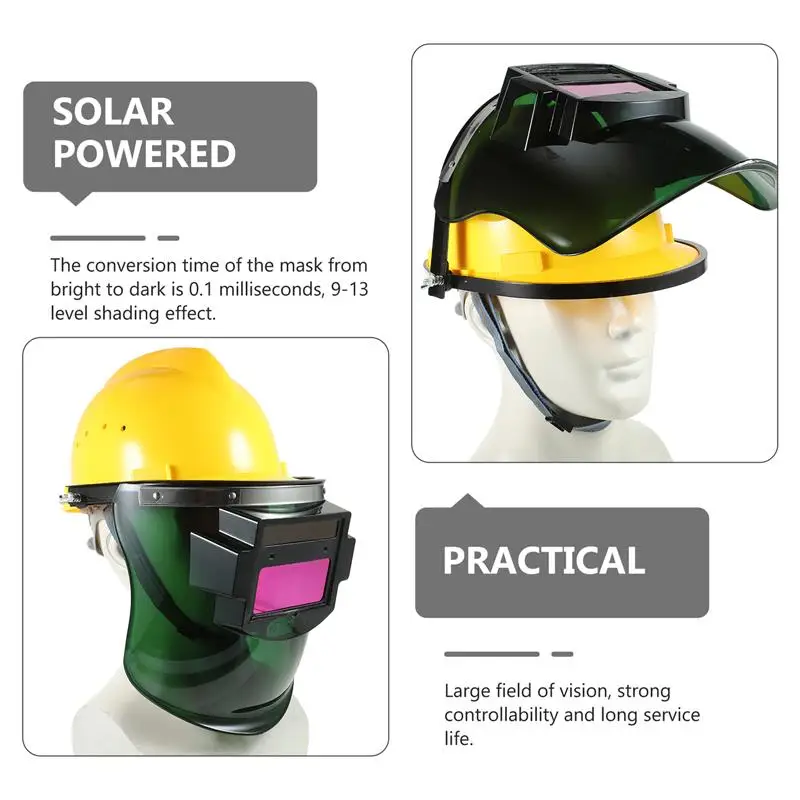 Protective Mask Welding Dimming Safety Hat Clear Face PC Solar Welders Screen Facial Man Coverings Men