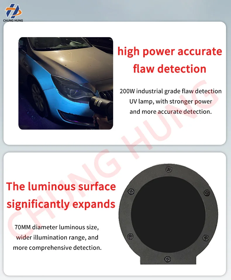 80W 130W 200W High-Intensity UV Flashlight 365nm Car Paint Inspection Lamp Accurate Detection of Surface Defects And Putty Spray