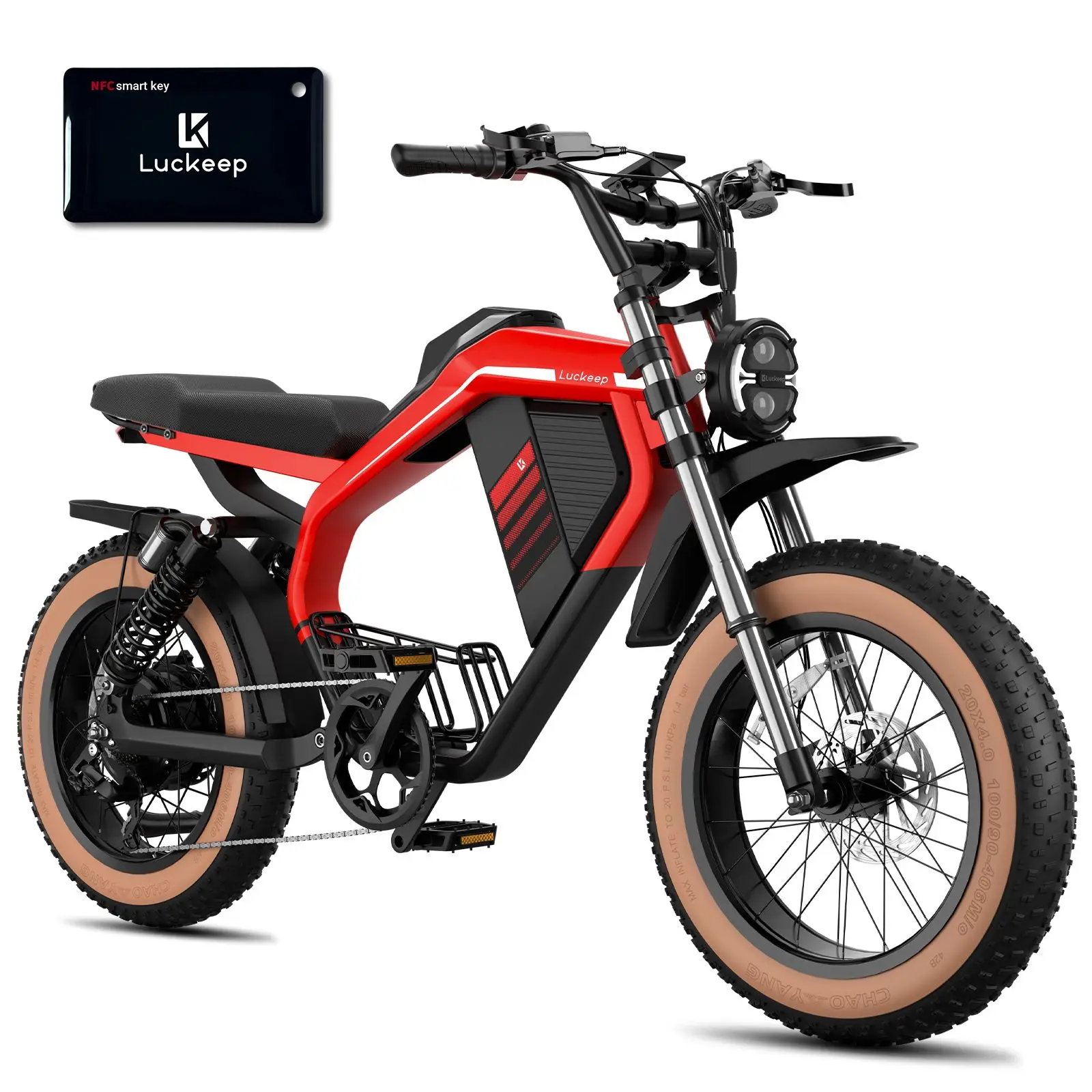 Electric Off-Road Bike Luckeep M5 Max 20x4" 2000W,37.5Mph,80Mile,52V 20Ah,7 Speed, Wide Tire All Terrain E-Bike,New