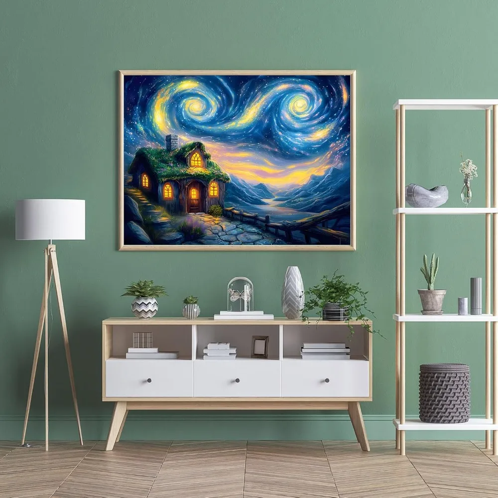 1000/500/300/120 Stuks Sterrennacht Cottage Legpuzzels voor Volwassen Home Decor Games Familie Landschap puzzels Educatief Speelgoed