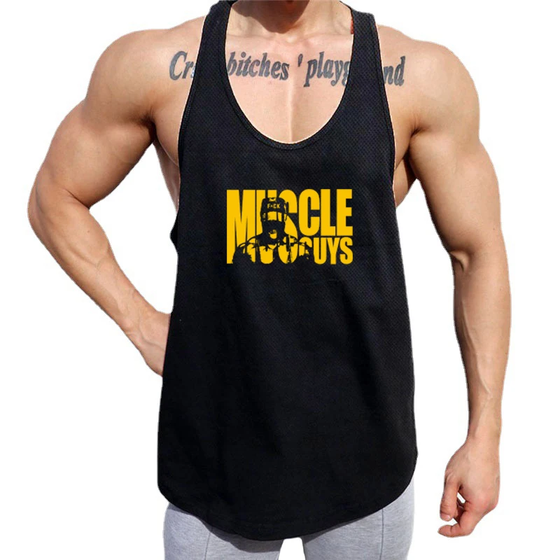 

Men's O-neck Mesh Quick Dry Workout Gym Running Stringer Clothing Bodybuilding Fitness Vest Tank Top Y Back Sleeveless Shirt