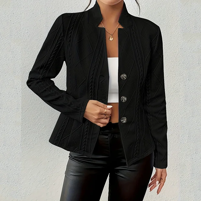 Frauen Blazer Jacke Anzug Mantel Einreiher Stehkragen Schlank Oberbekleidung Temperament Büro Dame 2025, Frühling Vintage Tops – Detail 9