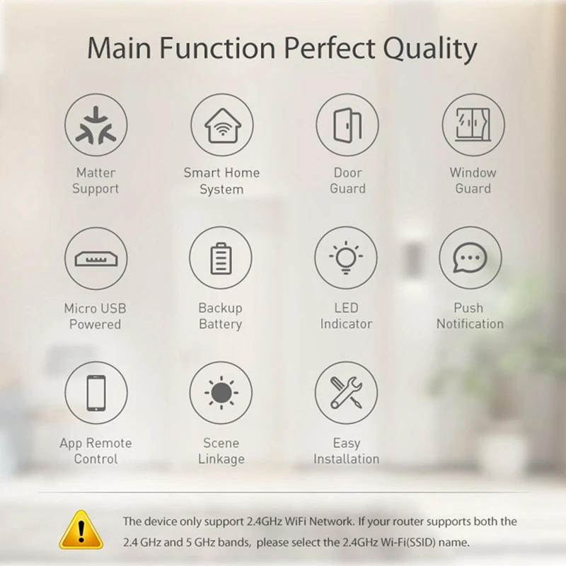 Tuya Matter Thread Door Window Sensor Anti-Theft Alarm Smart Home Wireless Detector Work With Homekit Alexa Google Home