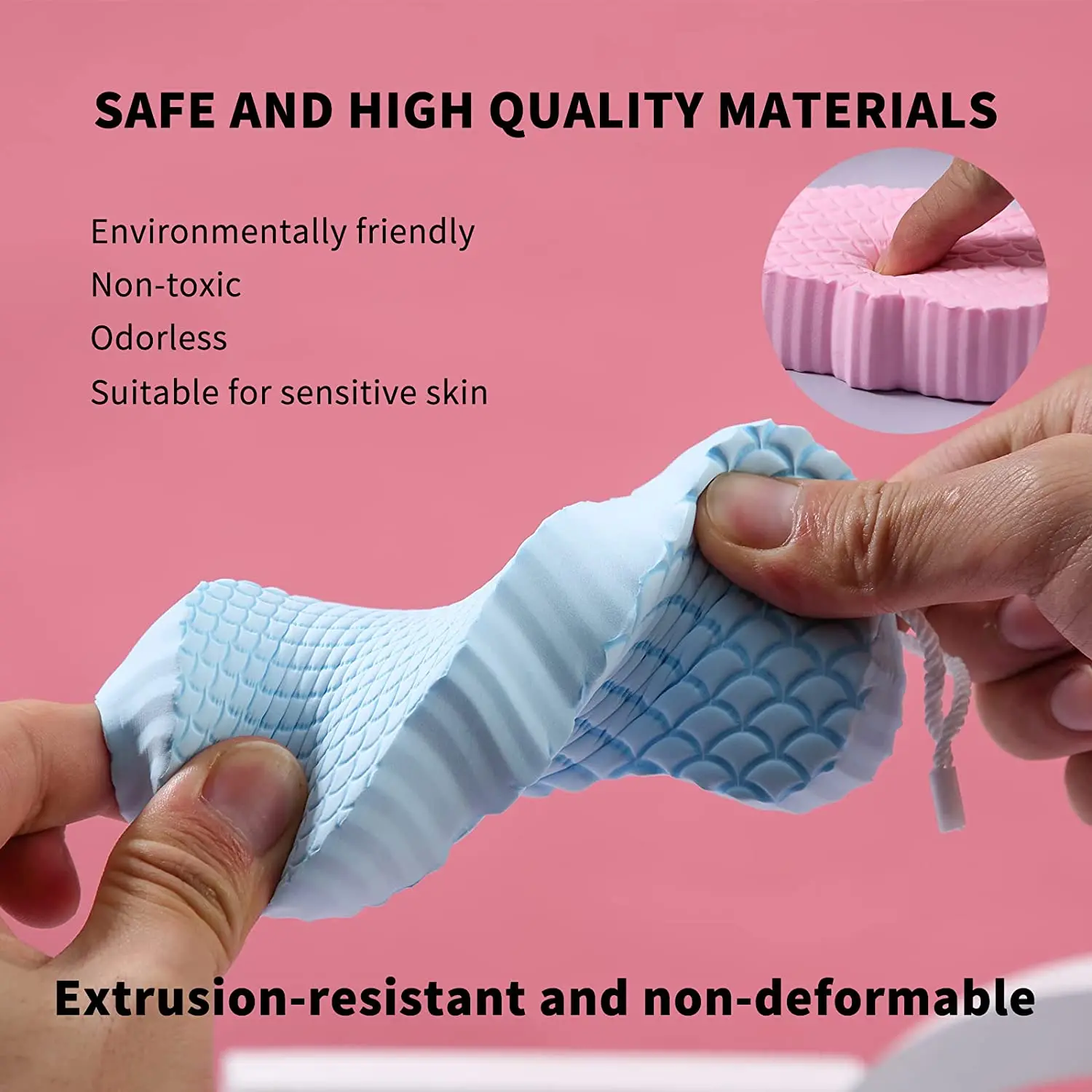 Exfoliating Bath Sponge 2Pcs,3D Shower Brush with Sticky Hook,Spongelle for Baby, Kids, Adults