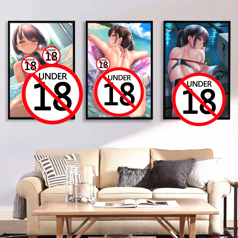 Cartoon Sexy Girls Modern Paintings HD Erotic Picture Hentai Anime Poster and Print Canvas Wall Art For Interior Home Room Decor