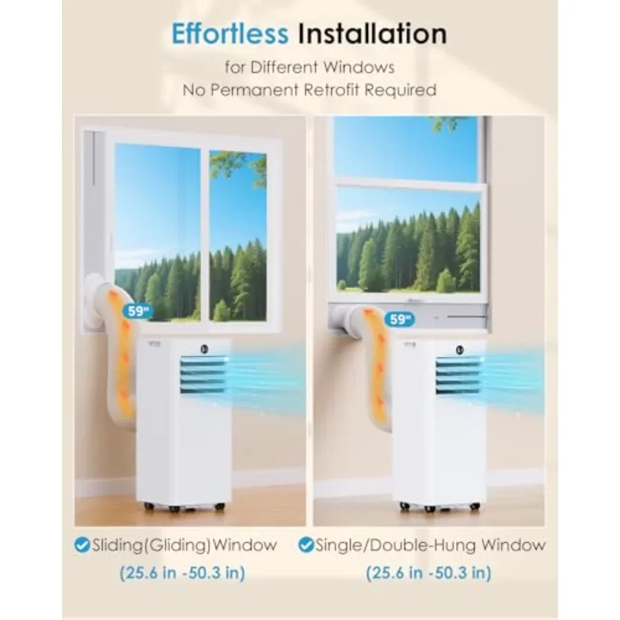 Portable Air Conditioner 8000 BTU for bedroom/office, white ABS plastic, ultra-quiet with WiFi/app control, 24H timer, dehumidi - view 6