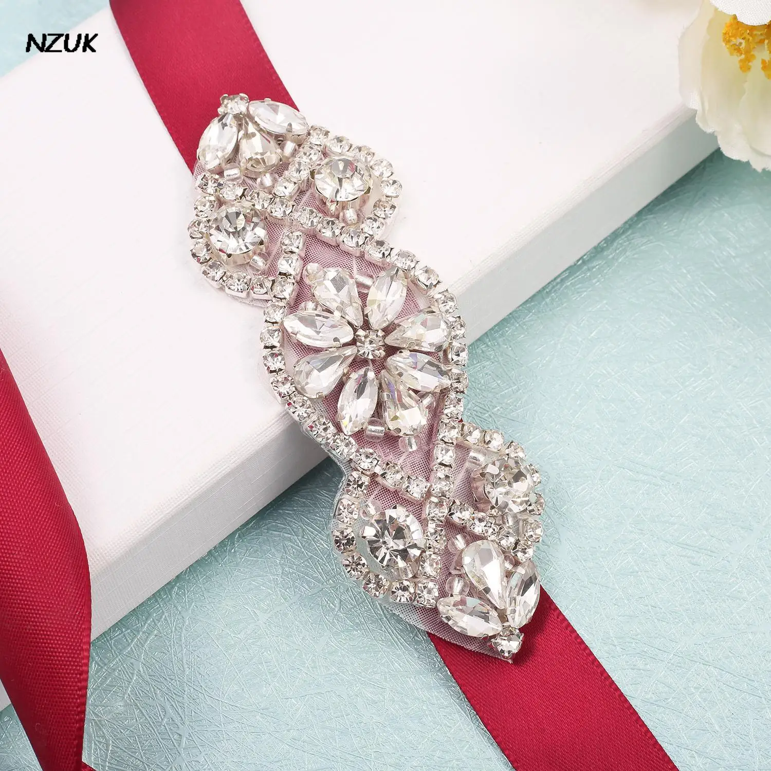 NZUK Wedding dress belts Luxury bridal crystal rhinestone belt satin ribbon sash belt for bridasmaid ceinture de robe