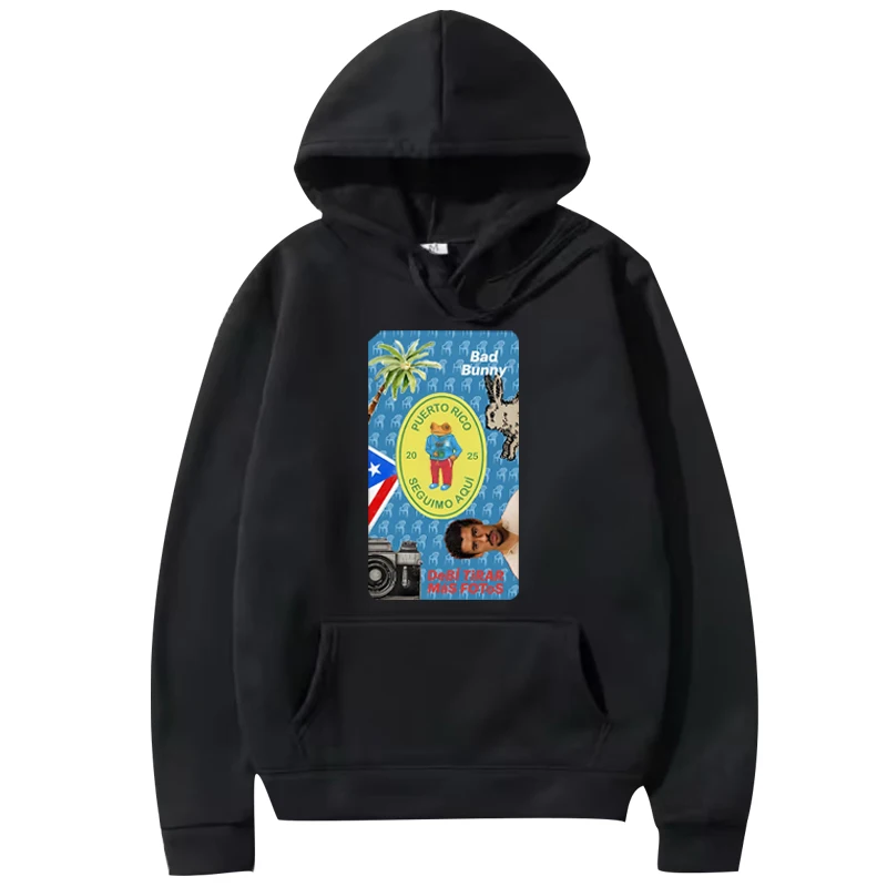 

bad bunny 2025 new graphic hoodie men women vintage fashion hip hop Long sleeve streetwear loose print oversized hoodie unisex