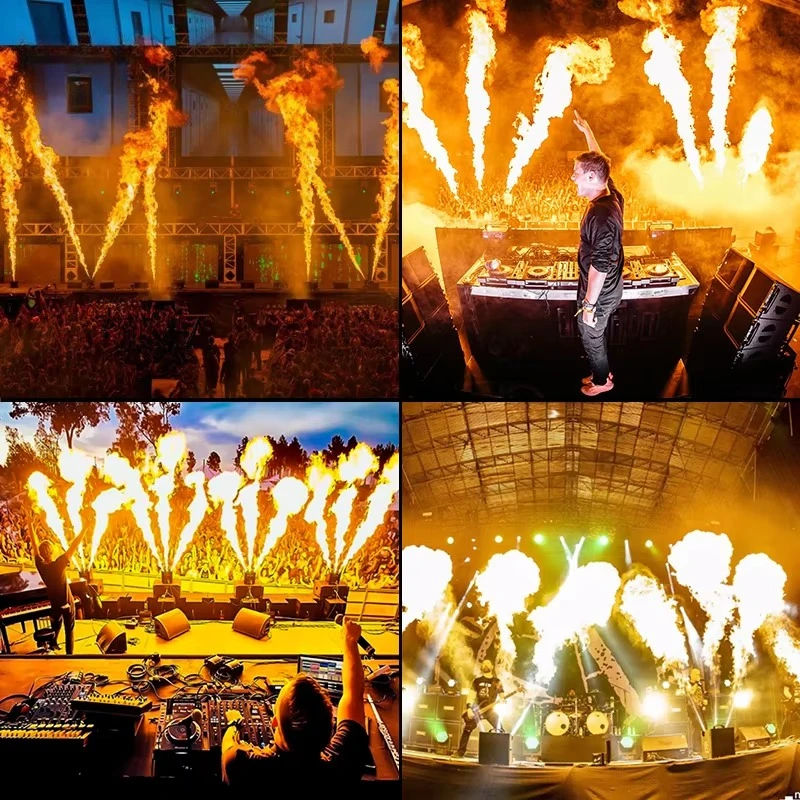Stage Special Effects 3-head Flame Machine with Remote Control DMX Wedding Bar DJ Atmosphere Machine