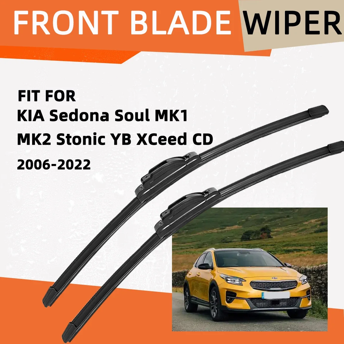 

Double Rubber Car Wiper for KIA Sedona Soul MK1 MK2 Stonic YB XCeed CD Front Blade Brushes Accessorie Windscreen Wiper Parts