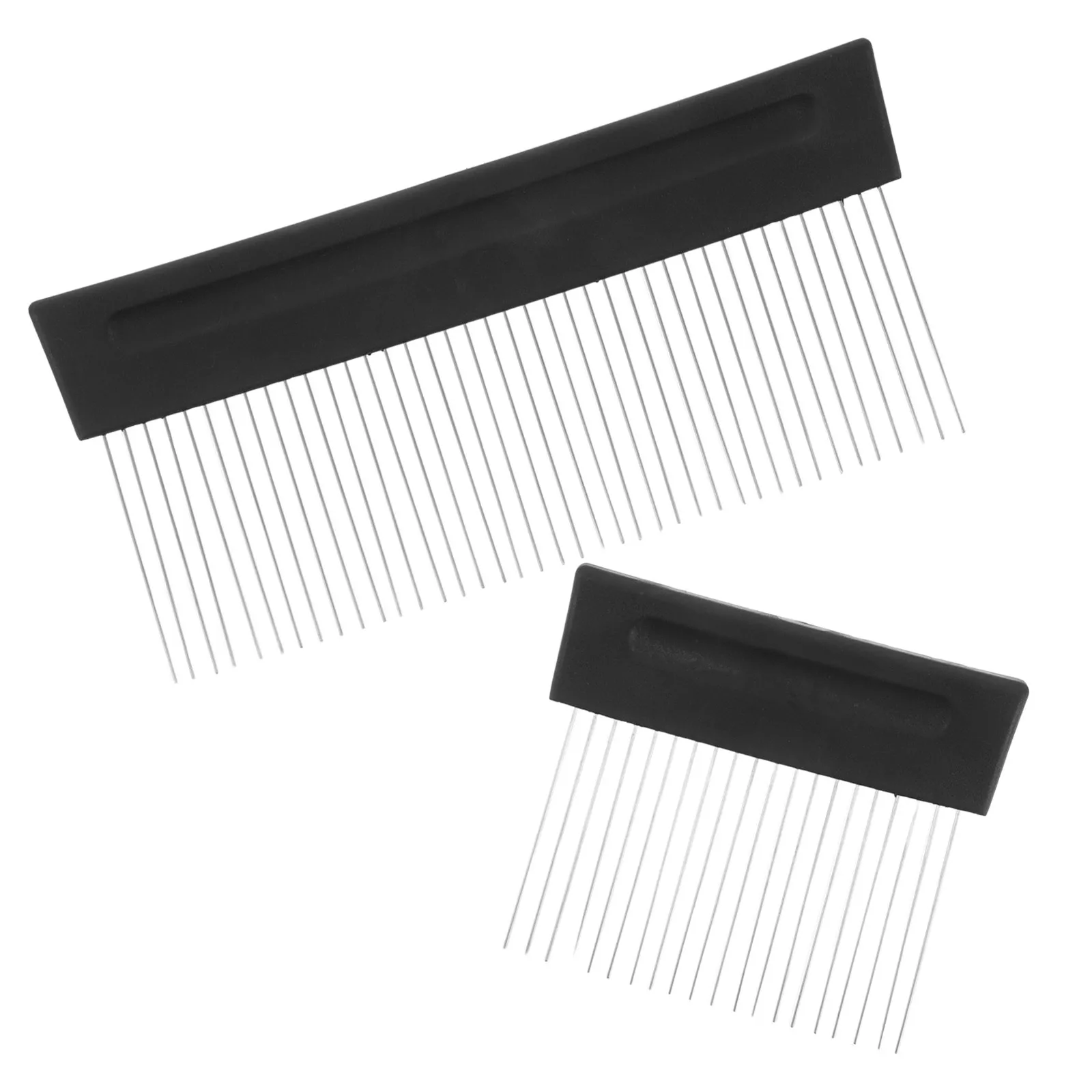 2Pcs Paint Brush Comb Stainless Steel Teeth Plastic Handle Multipurpose Texturizing Comb Wall Painting Tool for Artists