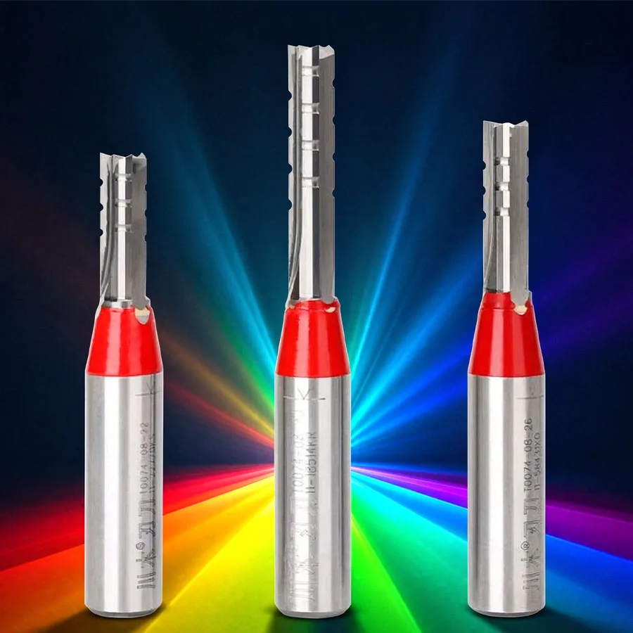 T007 3 Flute TCT Straight Bit 1/2 Shank CNC Wood Cutting Bit Three Blades Milling Cutter for Wood Panel Grooving Engraving