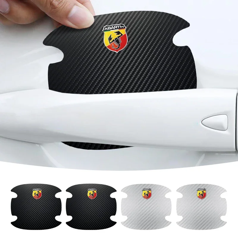 

Car Door Handle Bowl Scratch Protector Carbon Fiber Sticker for abarth 695 595 500 competizione 124 Spider PUNTO Accessories