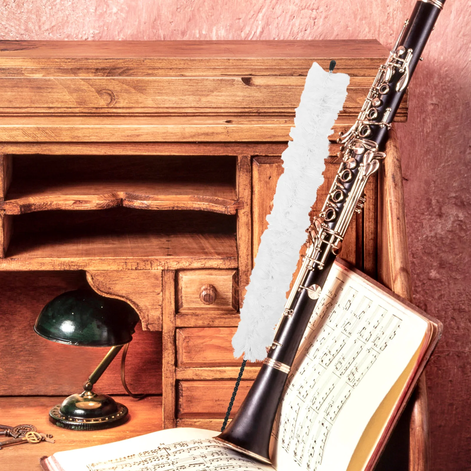 

White Flutes Wind Cleaning Brush Tool Clarinet Saxophone Care Kit Instrument Repair