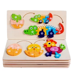 Baby Toy Wooden 3D Puzzle Toys Life cycle puzzle Cartoon Jigsaw For Children Baby Early Education Intelligence for Kids