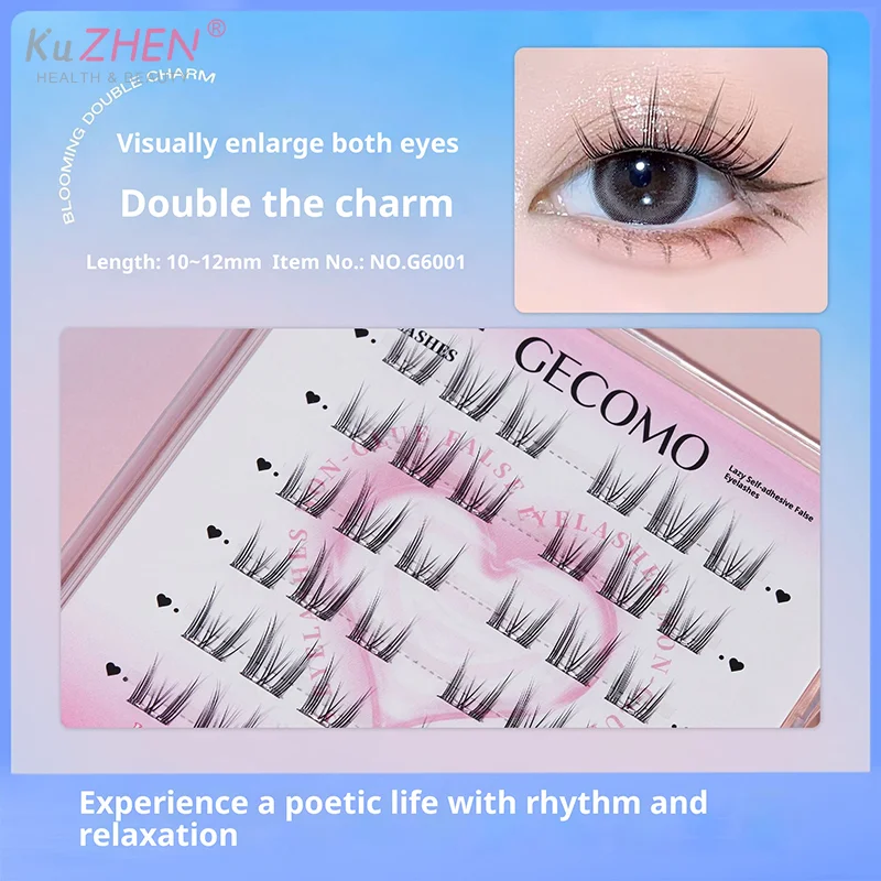 1箱 DIY 粘着剤不要つけまつげ ウィングド ふわふわ ナチュラル 厚め マンガ目 再利用可能 目を大きく見せるまつげ 簡単装着