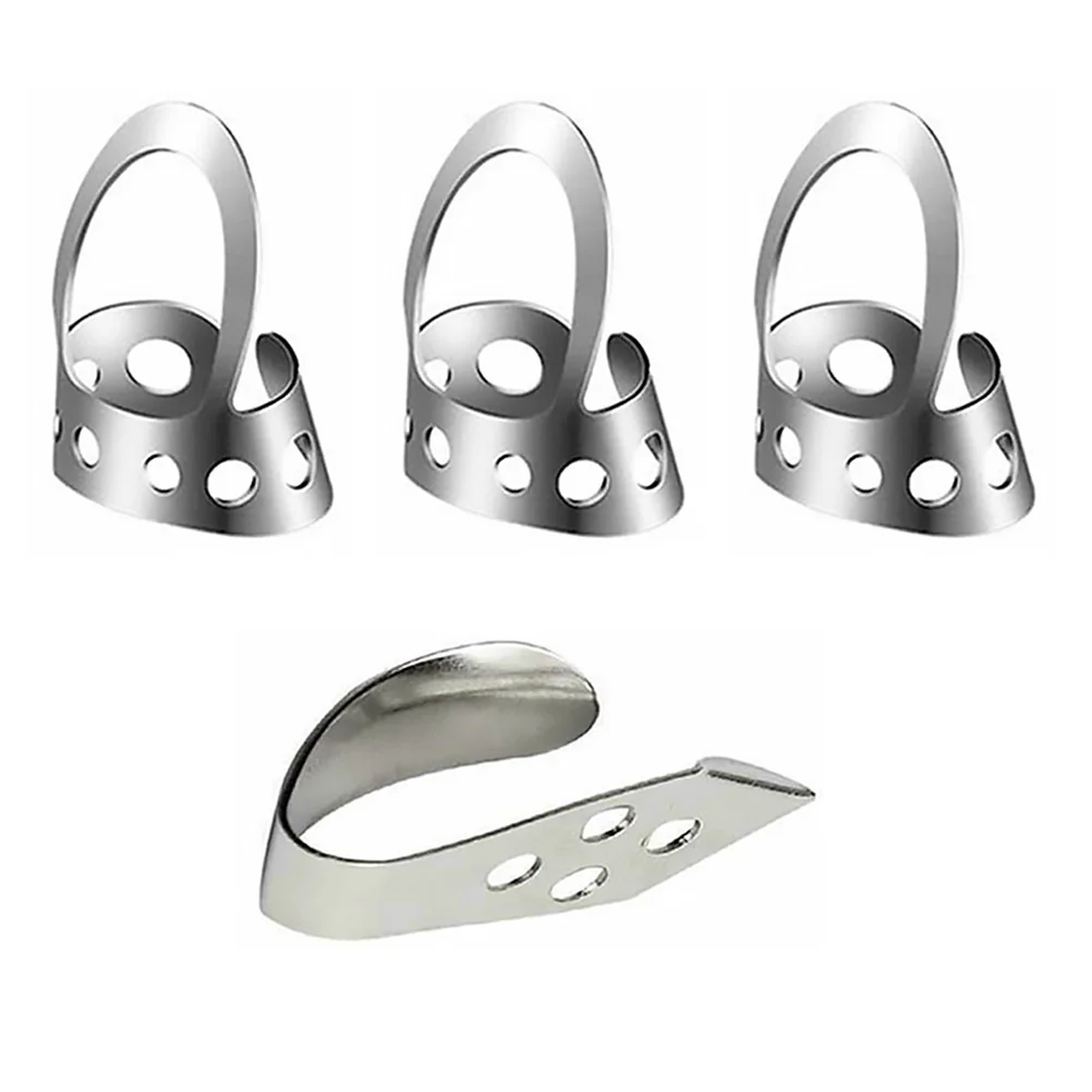 

4 PCS Ukulele Pick Set Plucking Thumb Finger Metal Guitar Protector Plectrum Stainless Steel Supplies Parts