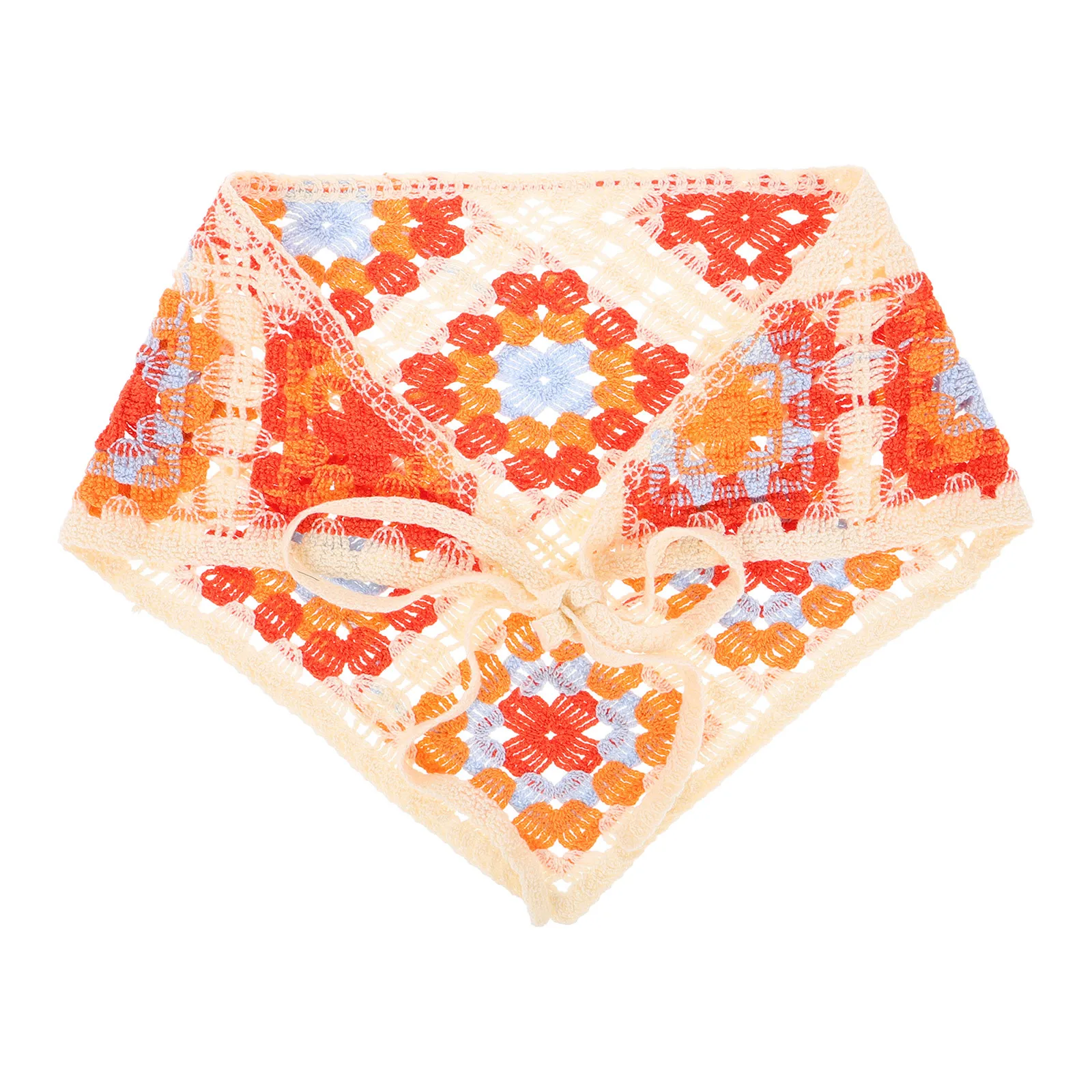 

Headscarf For Women French Country Style Knitted Crochet Bandana Triangle Scarf Lightweight Summer Accessory Turban