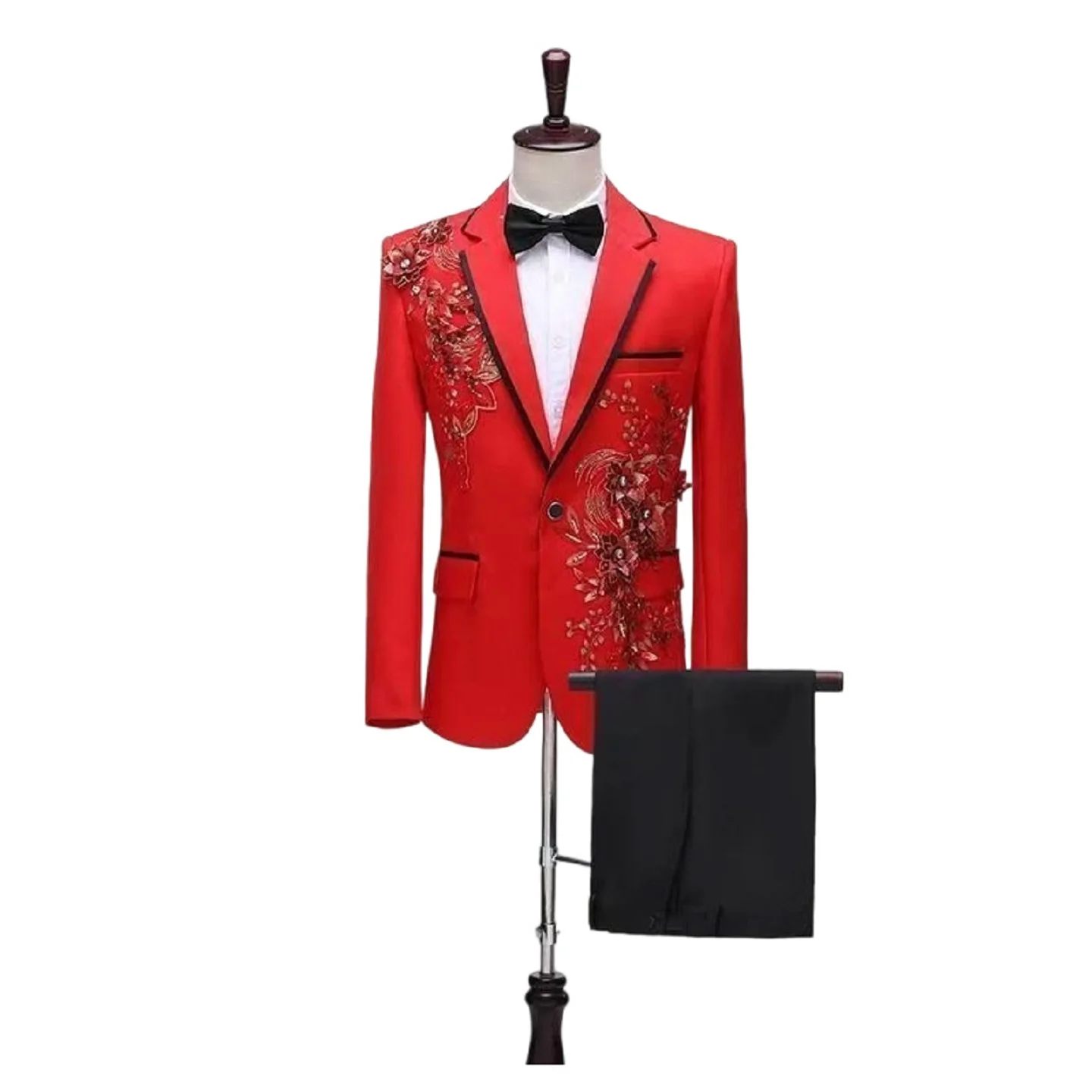 Red top and pants come with a bow tie