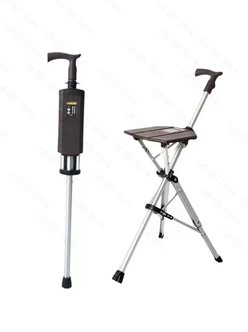 110KG load bearing New High Quality Aluminum Alloy Foldable Cane Stick Seat Adjustable Elderly Crutch fishing Chair With Stool