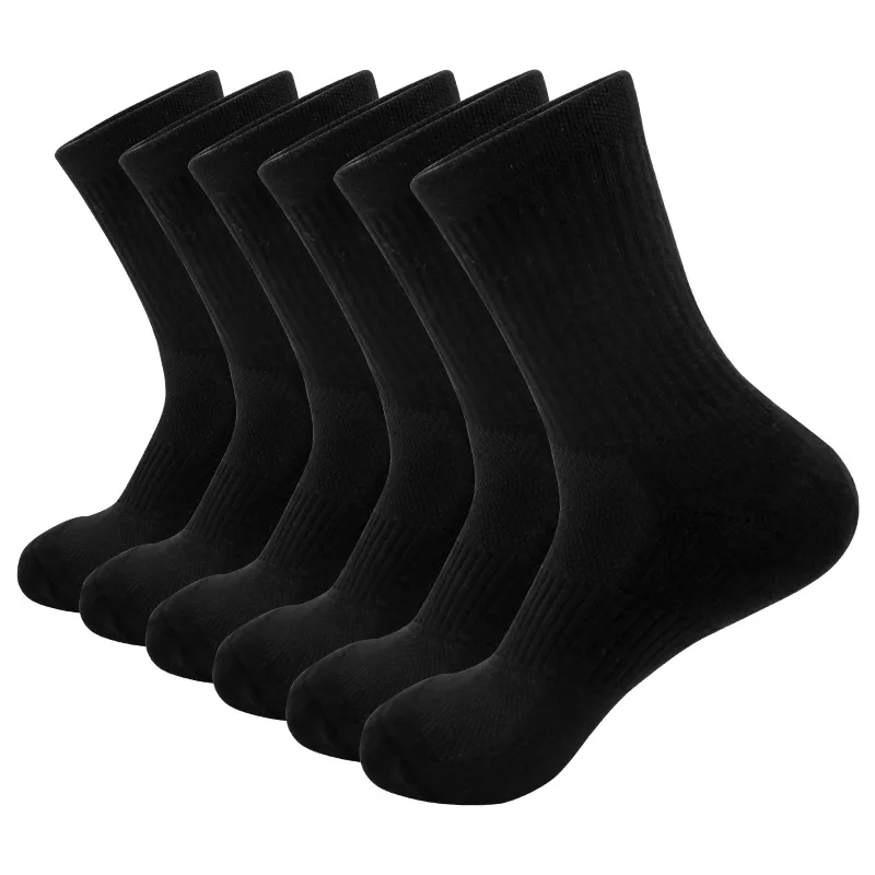 

Мужские влагоотводящие уличные походные рабочие хлопковые носки, компрессионные носки с подушкой, мужские черные носки для отдыха, 5 пар