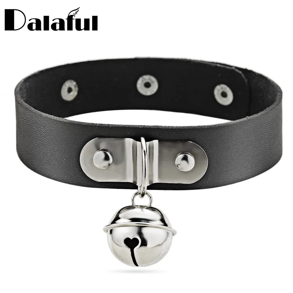 Trendy Punk Bell Charms Choker Necklace PU Leather Goth Sexy Harajuku Gothic Collar Jewelry For Woman Girls X631