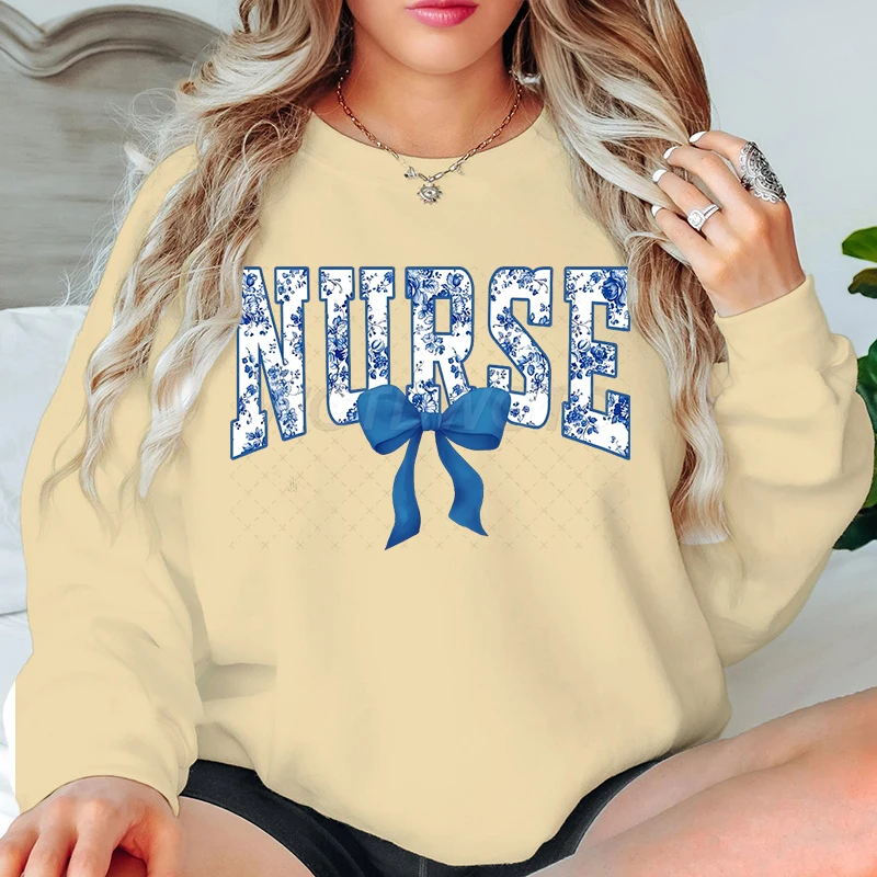 

Gift for Nursing Crewneck Sweater Nurse Bow Flower Vintage Sweat-shirt Women Nurse Coquette New in Hoodies & Sweatshirts 2025