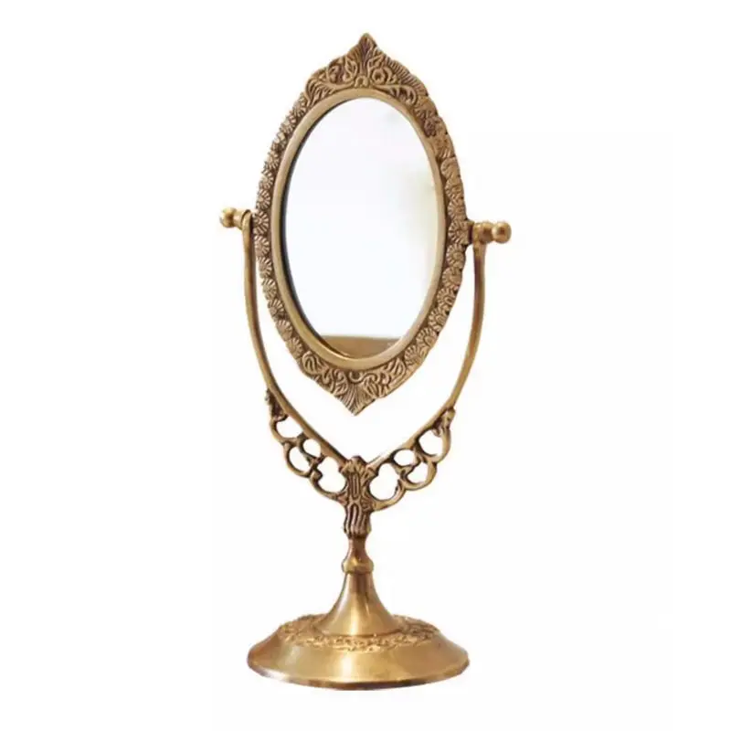 European brass retro light luxury, makeup mirror wedding, housewarming birthday gift, desktop vanity mirror ornament