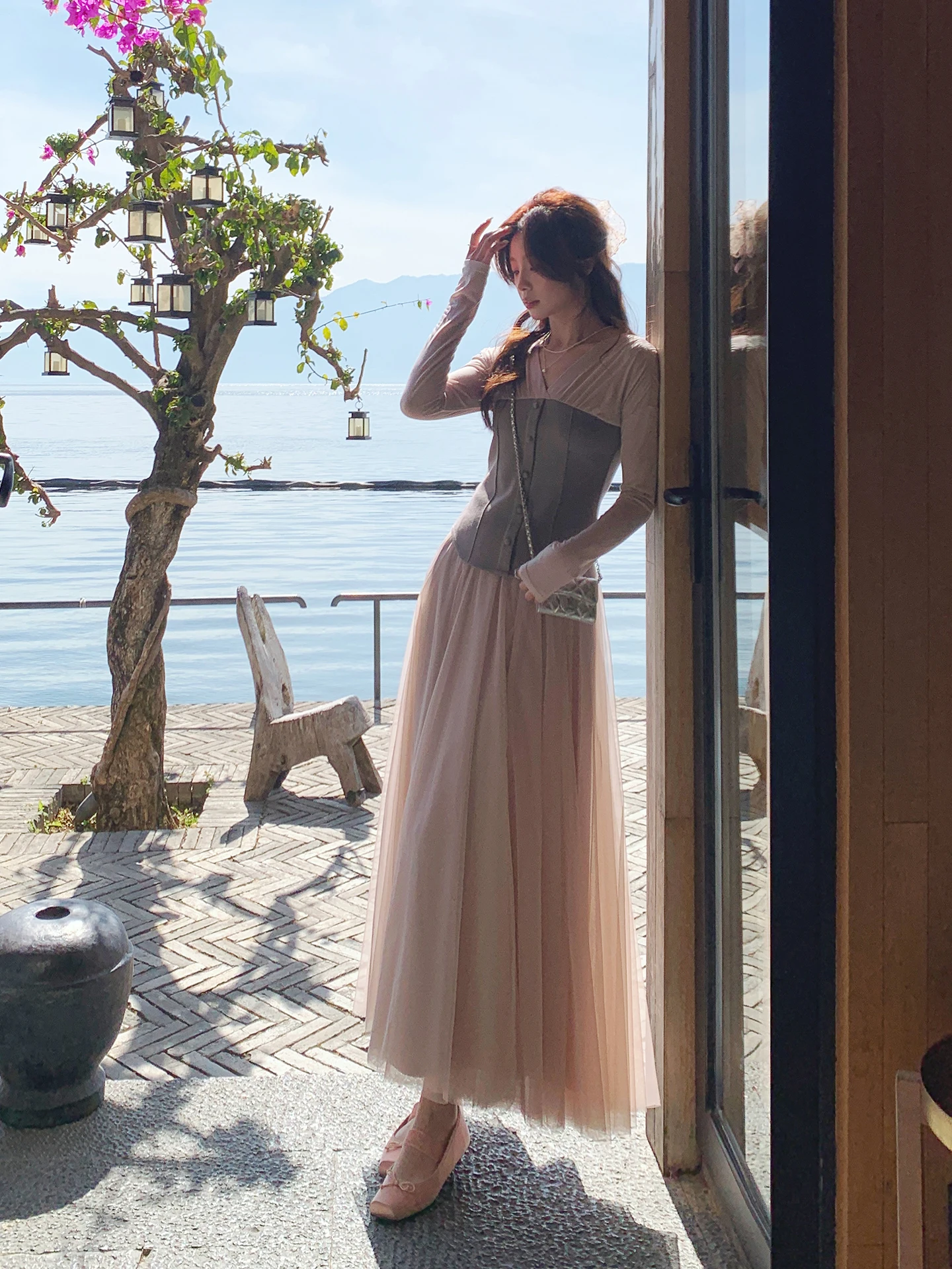 

Элегантная корейская юбка из мягкого тюля с многослойными оборками, простая, премиум-класса, длинная, А-силуэта, с внутренней подкладкой, для женщин