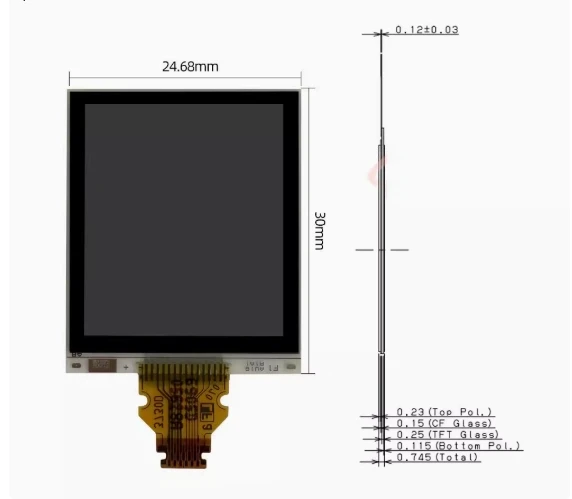 1.26-inch 144 * 168 semi reflective and semi transparent industrial control equipment monochrome display LCD screen