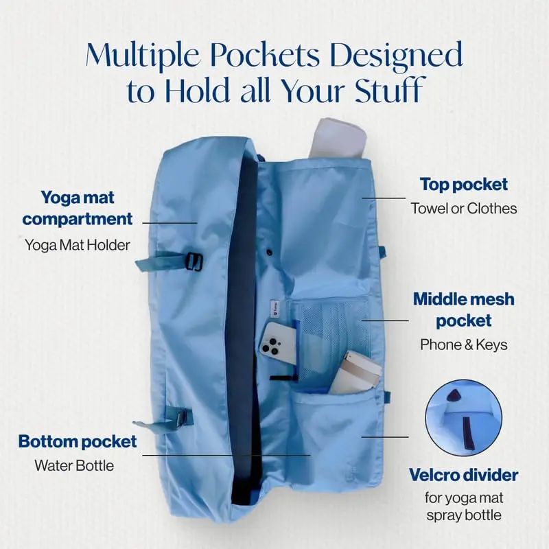 Bolsa para esterilla de yoga con correa ajustable y bolsillos - imagen 3