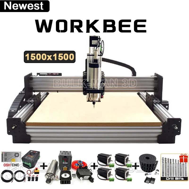 20%OFF 1500x1500mm WorkBee CNC Router Full Kit V2.2 Tingle Tension System 4Axis Lead Screw Engraver Wood Milling Machine