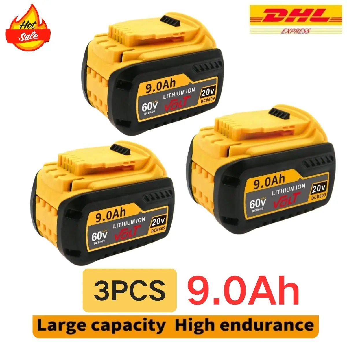 

For Dewalt Battery 20/60V 9Ah 12Ah 18Ah Replacement Li-ion Battery Power Tool Battery