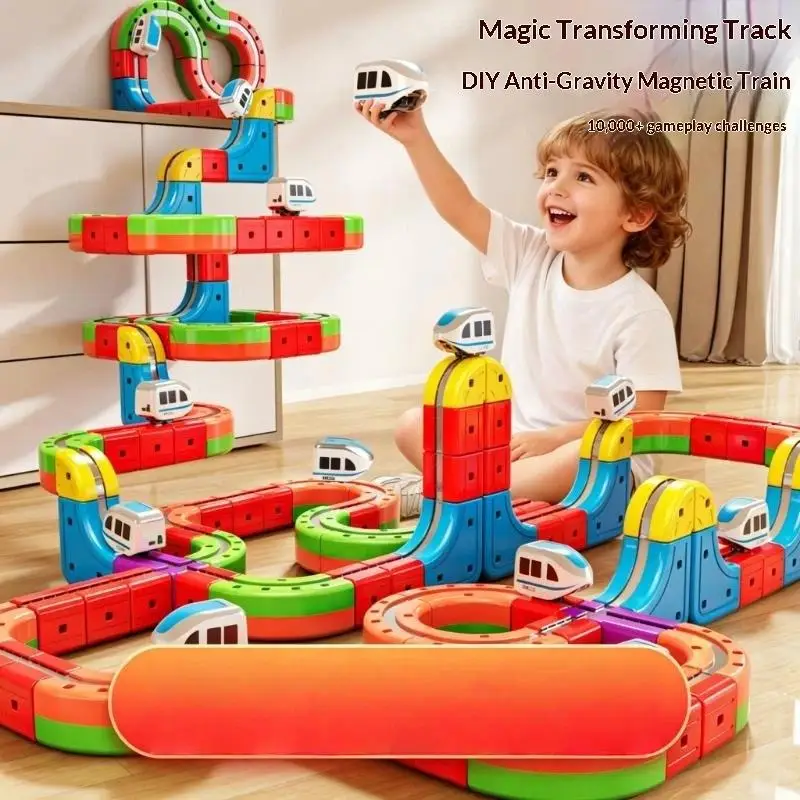 Magnetic Tracks Train Smooth Steady Driving Plastic Intelligent Railway Educational Toy for Kids Birthday Gifts